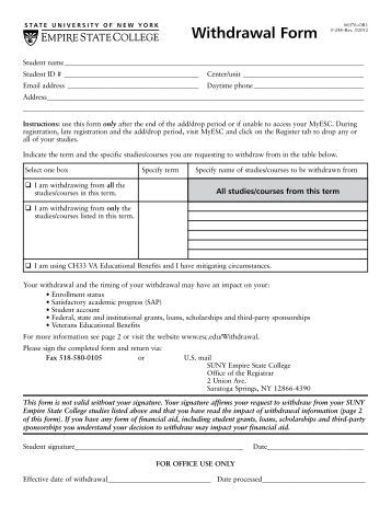 Withdrawal form