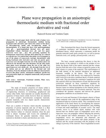 Plane wave propagation in an anisotropic thermoelastic medium ...