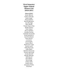 First Semester Upper School Honors List 2010-2011 - Tampa ...