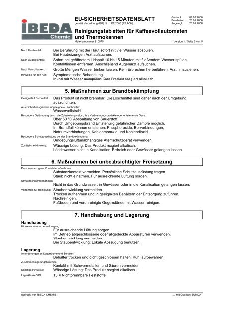 Sicherheitsdatenblatt 310575 (D)