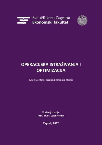 pds operacijska istraÃ…Â¾ivanja i optimizacija - Ekonomski Fakultet