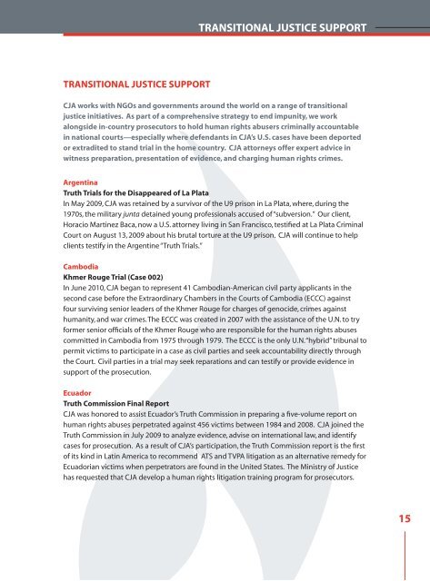 ANNUAL REPORT | 2009-2010 - Center for Justice and Accountability