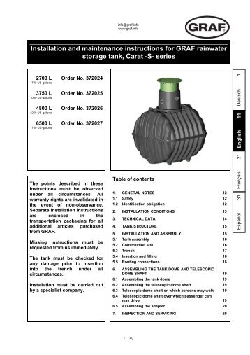 Installation and maintenance instructions for GRAF ... - BritishEco