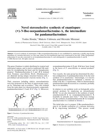 Novel stereoselective synthesis of enantiopure ... - The Grela's Group