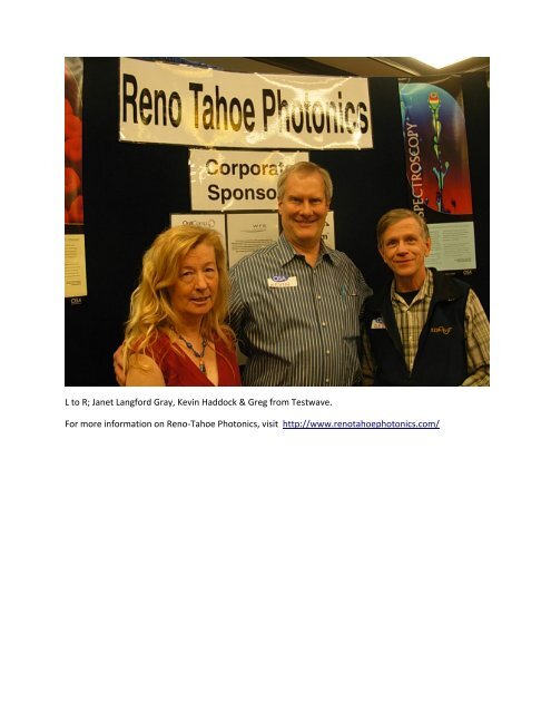 Reno-Tahoe Photonics: Exhibiting at the NCET Entrepreneur ... - OSA