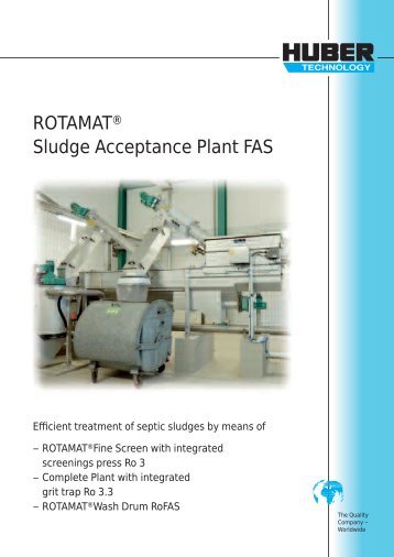 ROTAMATÂ® Sludge Acceptance Plant FAS - Hans Huber AG