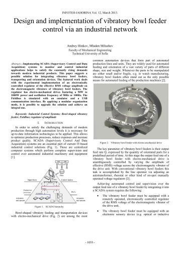 Design and implementation of vibratory bowl feeder control ... - Infoteh