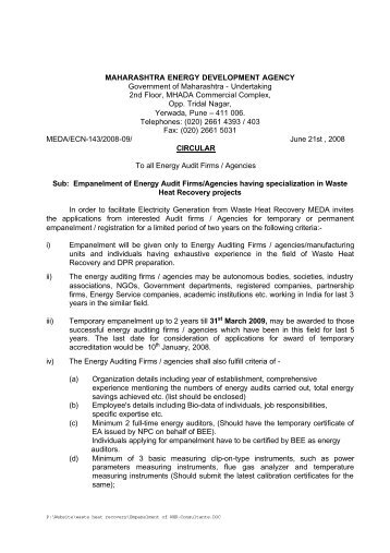 EmpanelmentCritteria.. - Maharashtra Energy Development Agency