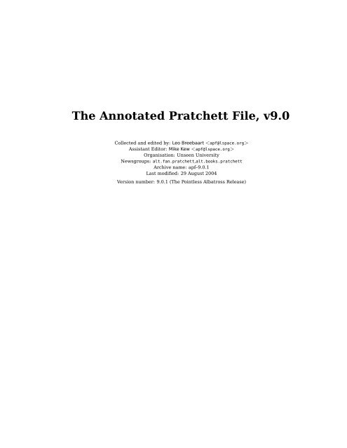 The Annotated Pratchett File, v9.0 - The L-Space Web