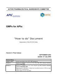 GMPs for APIs - Active Pharmaceutical Ingredients Committee - Cefic
