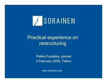 Practical experience on restructuring - Sorainen