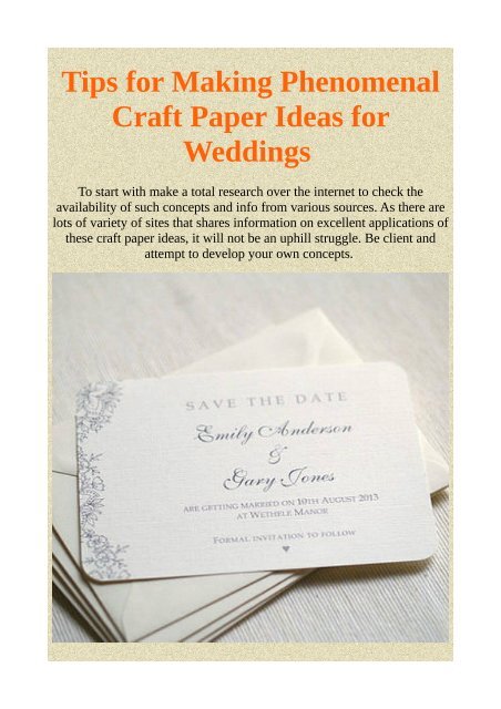 Tips for Making Phenomenal Craft Paper Ideas for Weddings