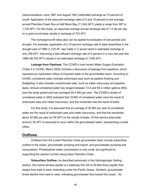 Lower Pilarcitos Creek Groundwater Basin Study - Coastside ...