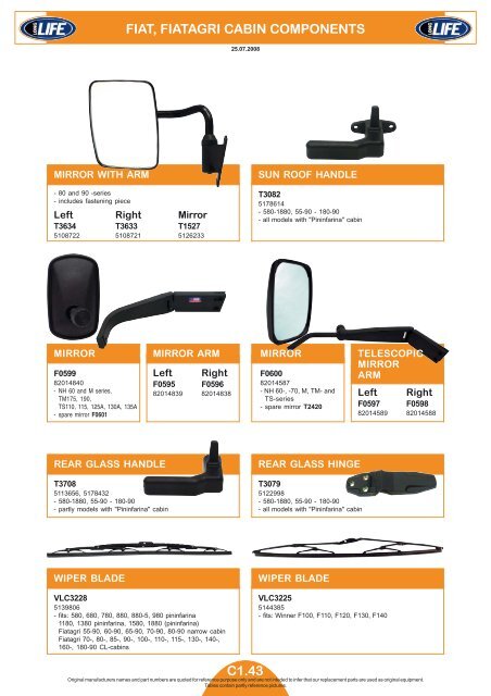 fiat, fiatagri cabin components