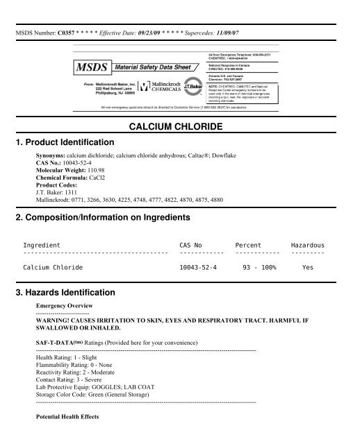 Anhydrous Calcium Chloride Humboldt Mfg Co