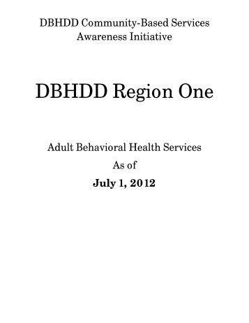 DBHDD Region One - Department of Behavioral Health and ...