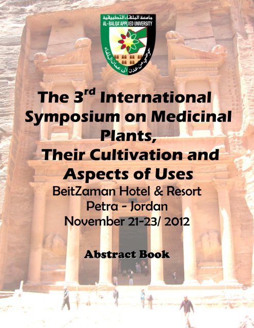 Abstract Book - 3rd International Symposium on Medicinal Plants ...