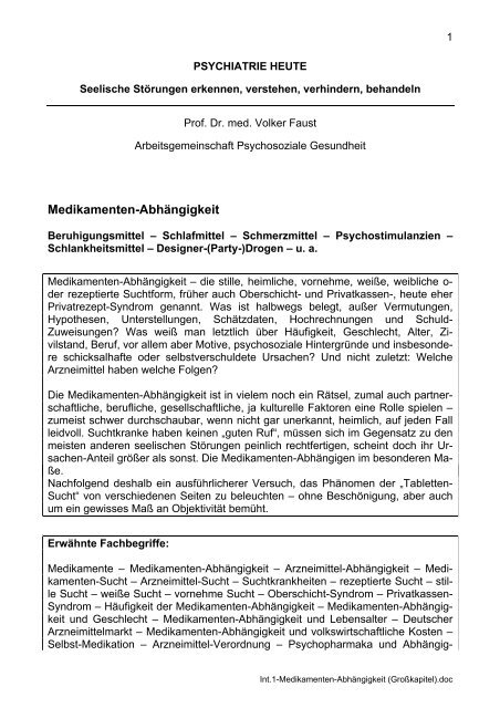 Medikamenten-Abhängigkeit - Arbeitsgemeinschaft Psychosoziale ...