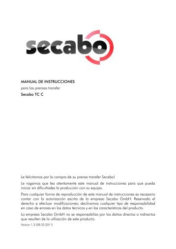 MANUAL DE INSTRUCCIONES para las prensas transfer Secabo ...