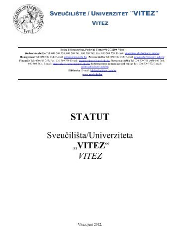 STATUT - "VITEZ" Travnik