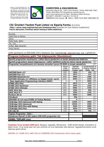 Ä°ndirimli Kampanya Fiyat Listesi ve SipariÅ Formu - Computers ...