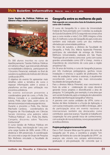 IFCH - Informativo - Universidade Federal do Pará