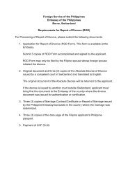 Report of Divorce Form - Philippine Embassy | Berne, Switzerland