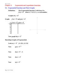 Chapter 5: Exponential and Logarithmic Functions 5.1: Exponential ...