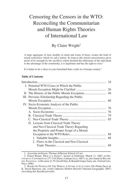 Censoring the Censors in the WTO - Southwestern Law School