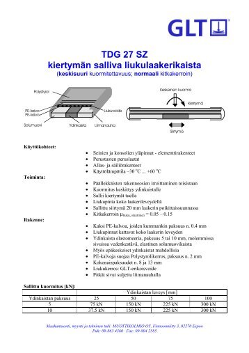 TDG 27 SZ kiertymÃ¤n salliva liukulaakerikaista - Muottikolmio Oy