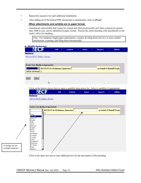 CM/ECF Attorneys' Manual - Southern District of Ohio