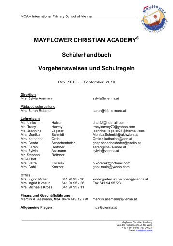 MAYFLOWER CHRISTIAN ACADEMY SchÃ¼lerhandbuch ...