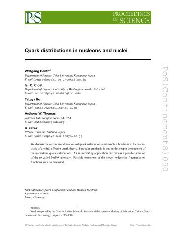 Quark distributions in nucleons and nuclei.