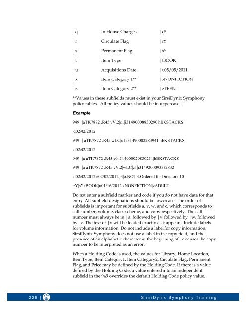 SirsiDynix Symphony Training Guide - FTP Directory Listing