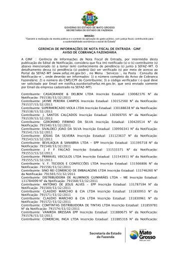 GERENCIA DE INFORMAÇÕES DE NOTA FISCAL DE ... - Sefaz