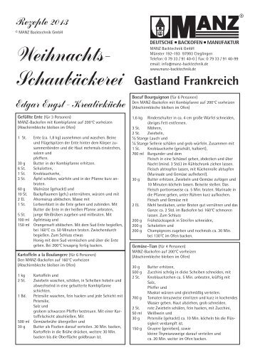 Rezepte Weihnachts-Schaubäckerei 2013 - Manz