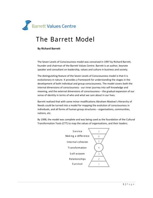 Barrett Values Model Explained The Barrett Model (PDF) - Barrett Values Centre