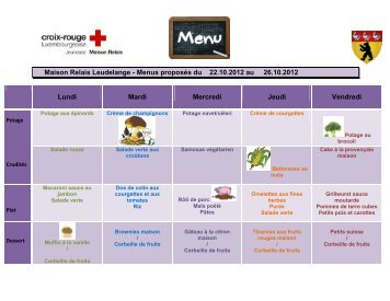 Maison Relais Leudelange - Menus proposés du 22.10.2012 au ...