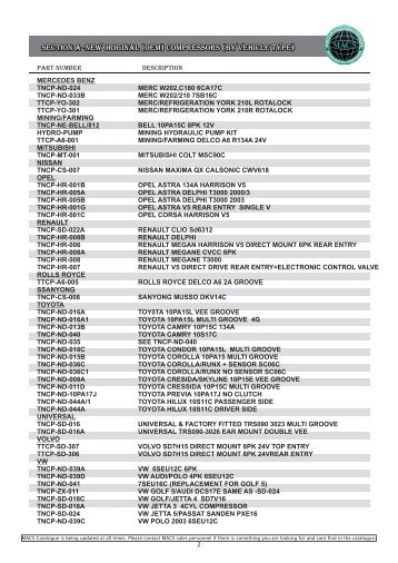 SECTION A -New Original (OEM) Compressors - MACS