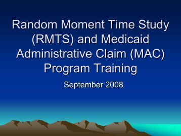 Random Moment Time Study (RMTS) And Medicaid Administrative