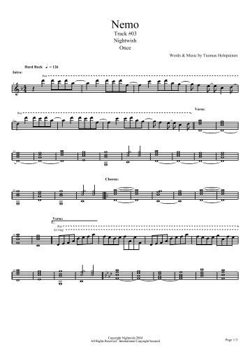 Nightwish â nemo - Daily Piano Sheets