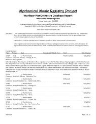 Wurlitzer PianOrchestra Database Report - Mechanical Music Press