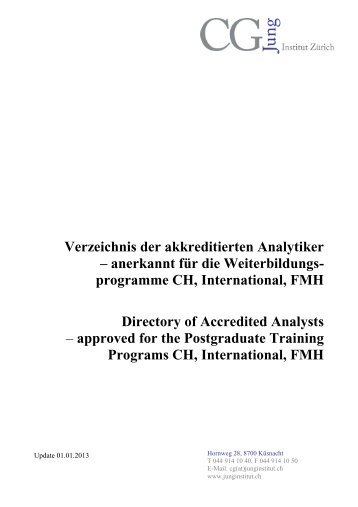 Verzeichnis der akkreditierten Analytiker - C. G. Jung Institut ZÃ¼rich