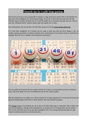 Vinnende tips for å spille bingo gamings
