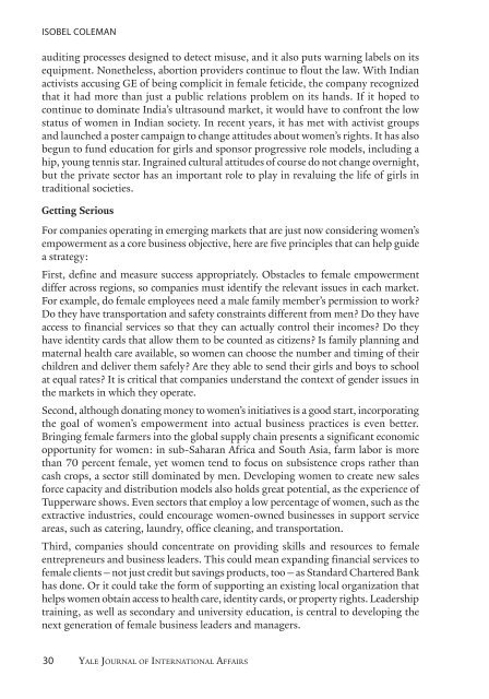 Women and the Global Economy - Yale Journal of International Affairs