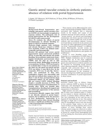 Gastric antral vascular ectasia in cirrhotic patients: absence of ... - Gut