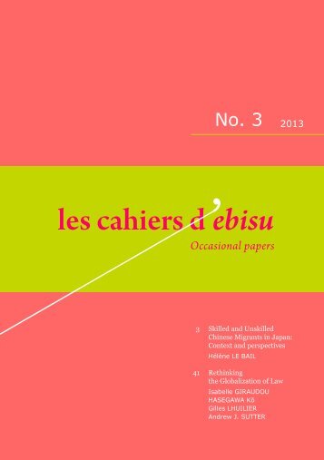 Cahiers d'ebisu no 3 - Maison Franco-Japonaise