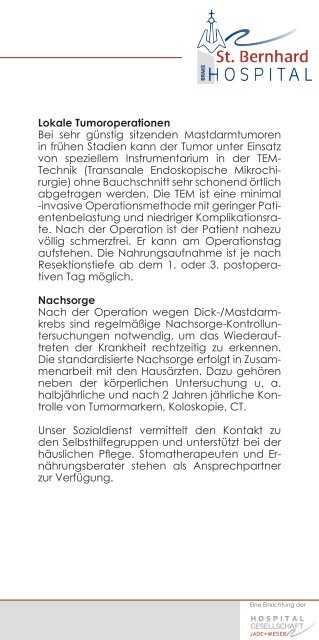 Darmkrebs Patienteninformation - Krankenhaus Brake