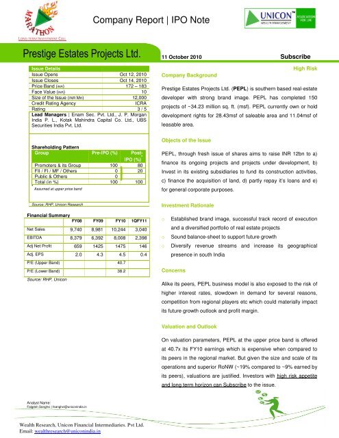 Company Report | IPO Note - Unicon