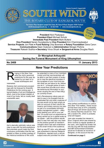 New Year Predictions - The Rotary Club of Bangkok South